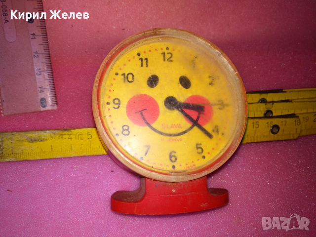 SLAVA MADE in USSR Стар ДЕТСКИ КОЛЕКЦИОНЕРСКИ РУСКИ БУДИЛНИК МЕХАНИЧЕН ЧАСОВНИК СЛАВА СССР 21994, снимка 11 - Антикварни и старинни предмети - 44540001