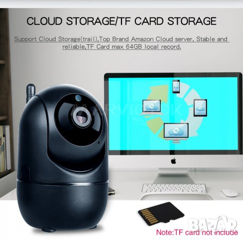 Камера за видеонаблюдение, wifi камера IP, охранителна камера, Бебефон, въртяща с микрофон, V380 pro, снимка 14 - IP камери - 38221216