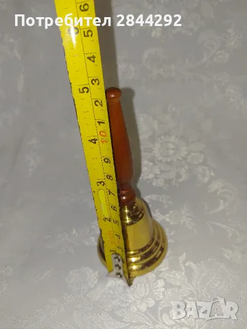 Стара Бронзова Камбана, Звънец  с дървена дръжка, снимка 4 - Декорация за дома - 49784758