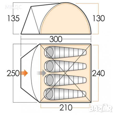 Палатка Vango, спални чували, помпа, дюшеци, снимка 2 - Палатки - 54269244