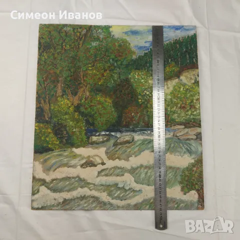 Интересна стара картина пейзаж  SG2007, снимка 9 - Картини - 47576196