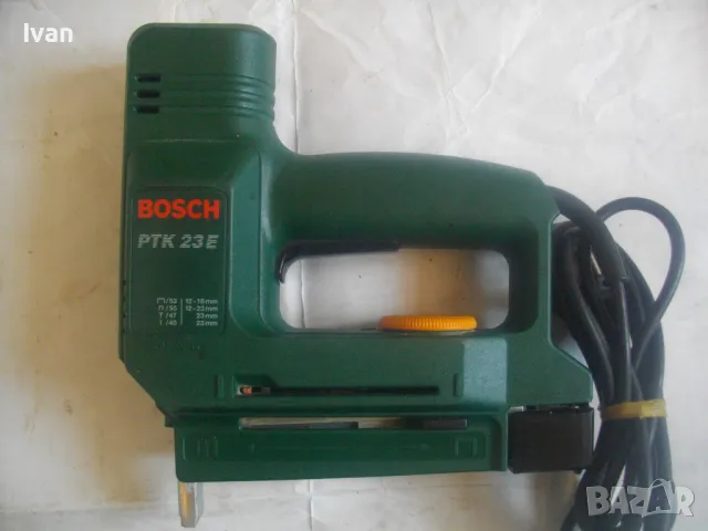 КОМБИНИРАН ЕЛЕКТРИЧЕСКИ ТАКЕР БОШ СКОБИ ПИРОНИ ДО 23мм ОРИГИНАЛЕН НЕМСКИ КАТО НОВ BOSCH PTK23E