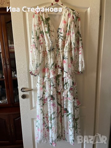 нова феерична дълга висока талия елегантна женствена рокля Reserved флорален принт цветя . , снимка 8 - Рокли - 40191628