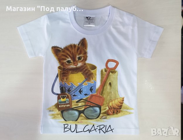 Нова детска тениска с трансферен печат Котенце на плаж , снимка 3 - Детски тениски и потници - 29899145