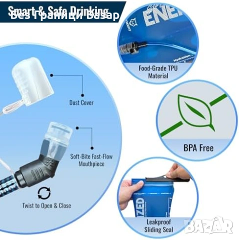 Нов воден Хидратиращ мехур 1.5L Резервоар за вода TPU против течове за раница, снимка 2 - Други спортове - 53886859