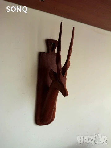 Страхотна Стара  Дърворезба Пано Газела,Антилопа, снимка 6 - Антикварни и старинни предмети - 51140297