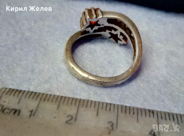 ШАРМАНТЕН СКЪПОЦЕНЕН СРЕБЪРЕН ПРЪСТЕН СРЕБРО 925 със ЗВЕЗДИЧКИ от ГРАНАТ и БЛЕСТЯЩИ ЦИРКОНИ 47491, снимка 7 - Пръстени - 49273093