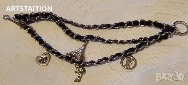 Гривна тройна USA Juicy Couture с кожа и метал и цирконий


