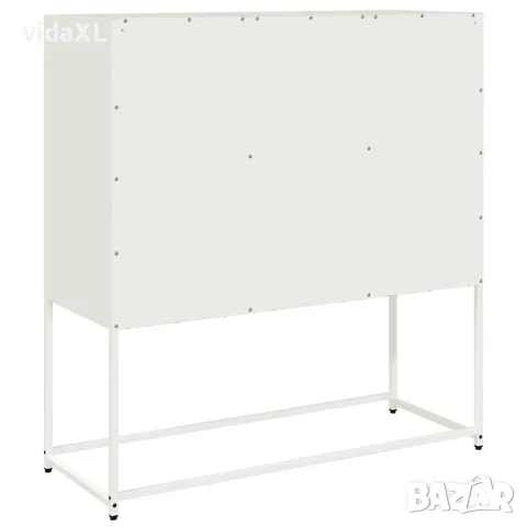vidaXL Бюфет, бял, 100,5x39x107 см, студеновалцувана стомана, снимка 8 - Бюфети - 56148277