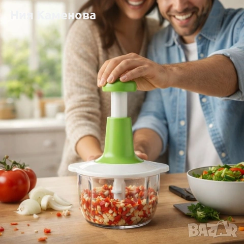 Ръчен кухненски чопър 900 мл с 3 остриета от неръждаема стомана Cheffinger, снимка 3 - Аксесоари за кухня - 53151035