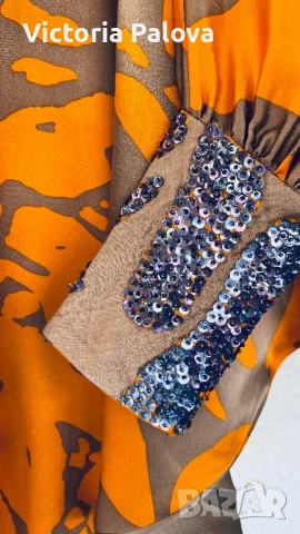 HAUTE  COUTURE дизайнерска блуза MISCHALIS коприна, снимка 4 - Корсети, бюстиета, топове - 51029162