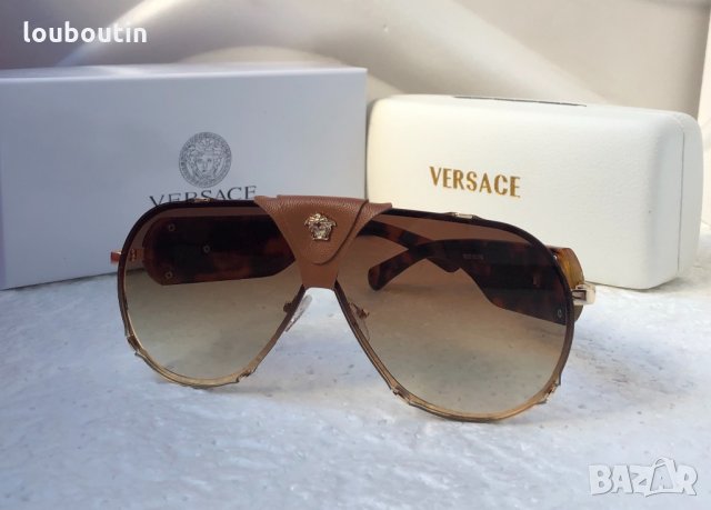 Versace 2020 унисекс слънчеви очила с кожа дамски,мъжки слънчеви очила, снимка 5 - Слънчеви и диоптрични очила - 30678420