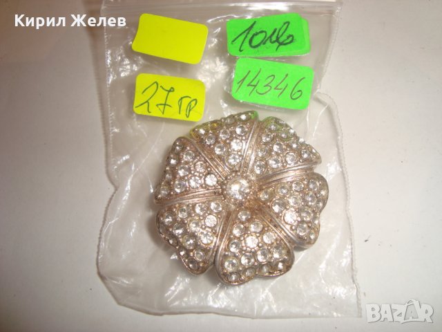 ПОЗЛАТЕНА АРТ ДЕКО РЕТРО БРОШКА с много фасетирани КАМЪНИ ЦИРКОН 14346, снимка 3 - Други - 30410925