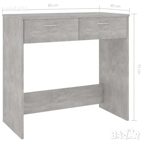vidaXL Бюро, бетонно сиво, 80x40x75 см, инженерно дърво, снимка 6 - Бюра - 56147776