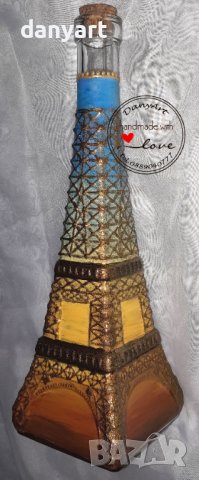 Рисувана празна бутилка Айфелова кула, снимка 2 - Други - 37734569