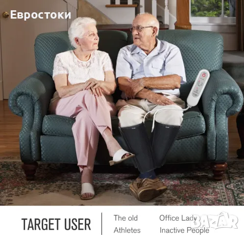 FIT KING Масажор за крака с въздушна компресия за прасци и стъпала, за релаксиращ масаж на фотьойл , снимка 3 - Масажори - 49145224