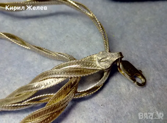 НЕЖНО ЛЕНТОВИДНО СРЕБЪРНО КОЛИЕ СРЕБРО 925 MADE in ITALY с БЯЛА ПОЗЛАТА - ЧАСТ от КОМПЛЕКТ 50139, снимка 12 - Колиета, медальони, синджири - 49378590