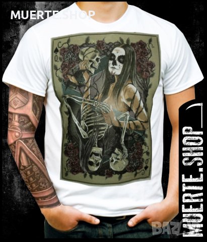 Тениска с щампа QUEEN SKULL CARD, снимка 1