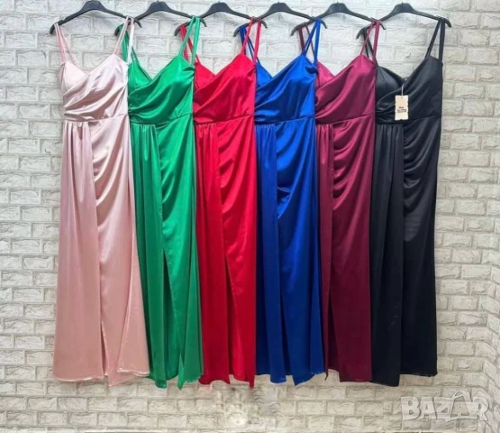 🌸Официални сатенени рокли с цепка  , снимка 5 - Рокли - 50622799