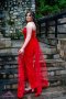 Бална рокля с шлейф в червено, снимка 3