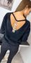 Блуза от мохер с ефектен гръб от камъни в черен, бял и бежов цвят, снимка 1 - Блузи с дълъг ръкав и пуловери - 31181346