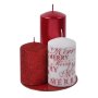 3 броя Комплект коледни свещи с блясък, червени, снимка 1 - Декорация за дома - 42814770