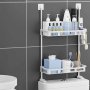 Мултифункционална Етажерка Без Пробиване за баня и кухня, 2 Етажа ,Бял цвят, снимка 3
