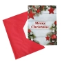 6135 Музикална коледна картичка Merry Christmas с червен плик, 20×14.5 см, със светлина и мелодия, снимка 2