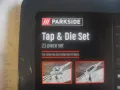 НОВ ПЪЛЕН КОМПЛЕКТ РЕЗБОНАРЕЗНИ МЕТЧИЦИ И ПЛАШКИ М3-М12 В МЕТАЛНА КУТИЯ PARKSIDE ЗА РЕЗБИ, снимка 3