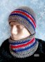 Ръчно плетен мъжки комплект шапка и шал, снимка 1 - Други - 31872047