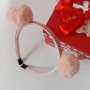 Розови детски диадемки с пухени топки, снимка 3