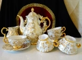 Чаша с чиния,баварски костен порцелан,злато,барок. , снимка 10