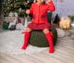 Коледен комплект в червено за момиче 86 размер от сако и пола Коледна визия, снимка 3