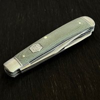 Колекционерски джобен сгъваем нож с две остриета RR Trapper Green Micarta. (RR1990), снимка 2 - Ножове - 42457667