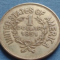 Монета 1 долар 1851г. САЩ РЕПЛИКА на Американския сребърен долар за КОЛЕКЦИЯ 30046, снимка 3 - Нумизматика и бонистика - 42702693