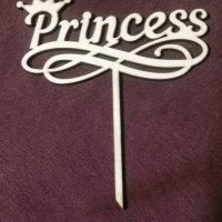 princess Принцеса дървен топер украса табела за торта , снимка 1 - Други - 38077445