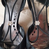 Liz Claiborne американски черни сатенени обувки, 38, снимка 4 - Дамски елегантни обувки - 42357415