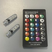 Т10 RGB LED габарити с дистанционно, снимка 1 - Аксесоари и консумативи - 42595879