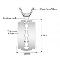 Колие бръснарско ножче  от неръждаема стомана бръснач медальон мъжки бижута стомана огърлици висулки, снимка 9 - Колиета, медальони, синджири - 38356139