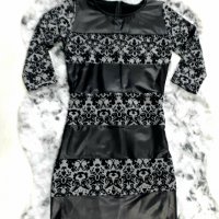 Дамска рокля със кожен ефект, снимка 1 - Рокли - 33368288