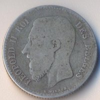 Белгия стар сребърен франк 1867 година, снимка 2 - Нумизматика и бонистика - 38321042