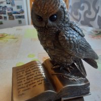 Статуетка сова с книга, снимка 1 - Други ценни предмети - 42858742