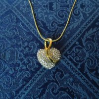 Колие, синджирче със сърце с камъчета, снимка 4 - Колиета, медальони, синджири - 31811257