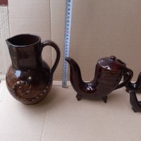 Стар керамичен сервиз за ракия и кана , керамика, снимка 3 - Антикварни и старинни предмети - 42640547