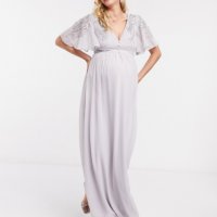 Дълга сива маркова рокля за бременни Little Mistress, НОВА, размер М, снимка 2 - Рокли - 42851529