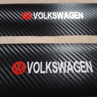 Черен карбон стикери за прагове на автомобил с надпис Volkswagen Фолксваген кола автомобил джип ван, снимка 3 - Аксесоари и консумативи - 40314932