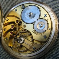 Сребърен джобен часовник Longines с ниело, снимка 4 - Антикварни и старинни предмети - 29646547