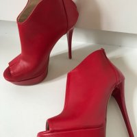 Osmose 36 червени боти платформа сандал естествена кожа висок ток, снимка 2 - Дамски елегантни обувки - 34479485