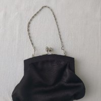 Черна малка сатенена официална чантичка с камъчета , за повод, снимка 2 - Чанти - 40507562