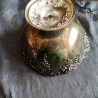 посребрена метална купа в стил арт деко, снимка 3 - Антикварни и старинни предмети - 30146602